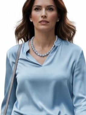 Elegant Vintage Baby Blue Pearl Strand Necklace for Women